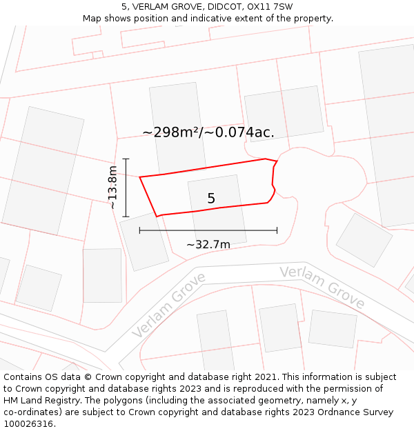 5, VERLAM GROVE, DIDCOT, OX11 7SW: Plot and title map