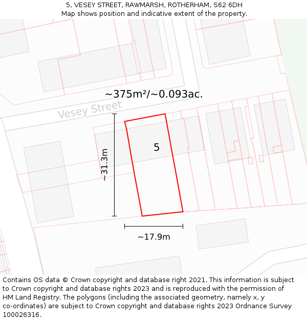 5, VESEY STREET, RAWMARSH, ROTHERHAM, S62 6DH: Plot and title map