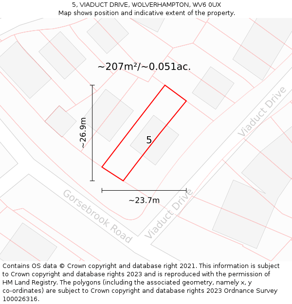 5, VIADUCT DRIVE, WOLVERHAMPTON, WV6 0UX: Plot and title map