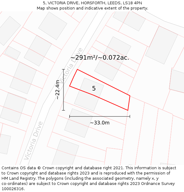5, VICTORIA DRIVE, HORSFORTH, LEEDS, LS18 4PN: Plot and title map