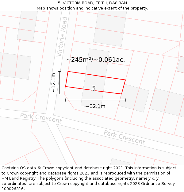5, VICTORIA ROAD, ERITH, DA8 3AN: Plot and title map