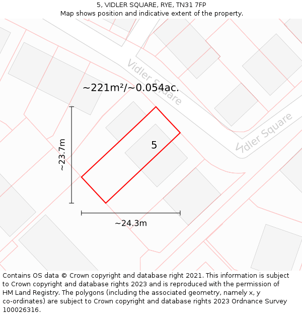 5, VIDLER SQUARE, RYE, TN31 7FP: Plot and title map