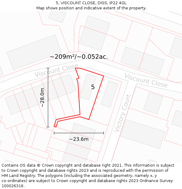 5, VISCOUNT CLOSE, DISS, IP22 4GL: Plot and title map