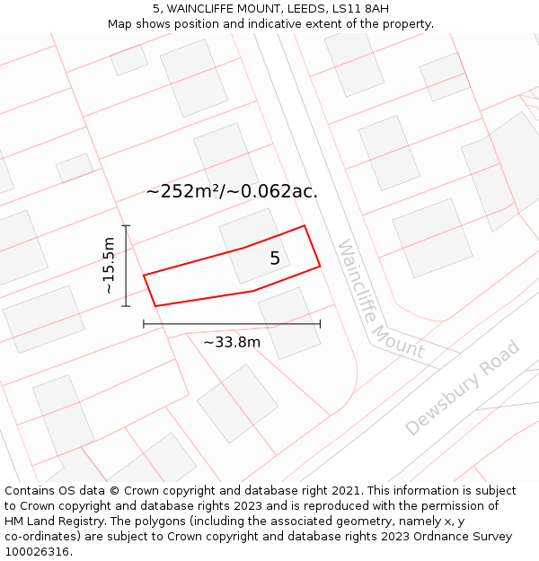 5, WAINCLIFFE MOUNT, LEEDS, LS11 8AH: Plot and title map