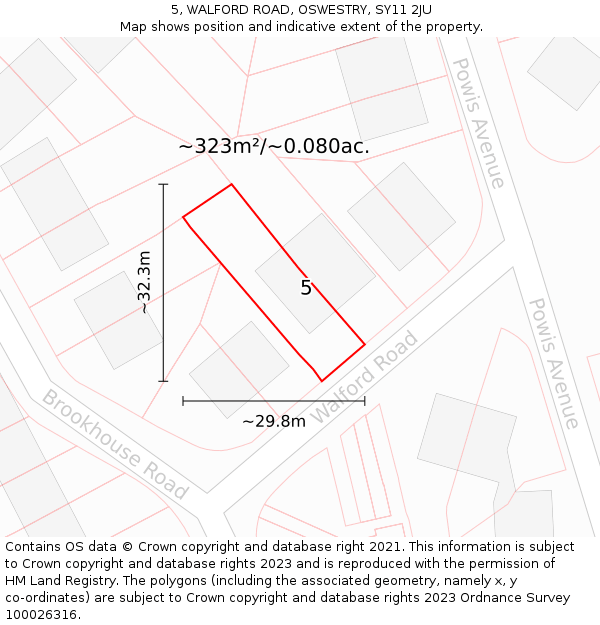 5, WALFORD ROAD, OSWESTRY, SY11 2JU: Plot and title map