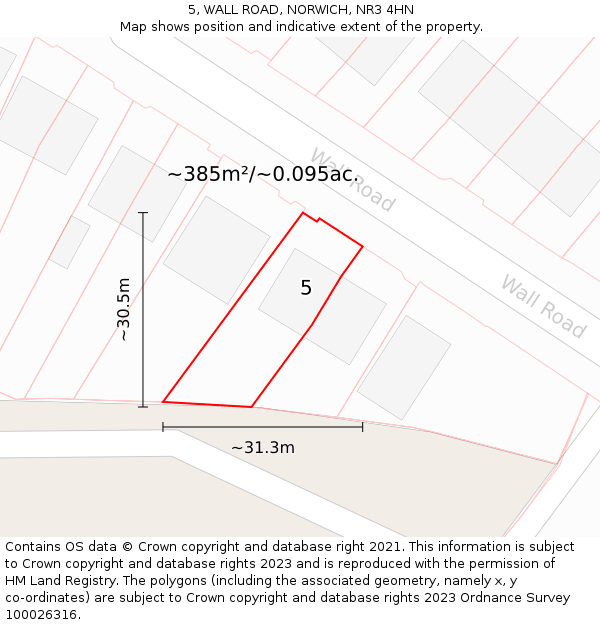 5, WALL ROAD, NORWICH, NR3 4HN: Plot and title map