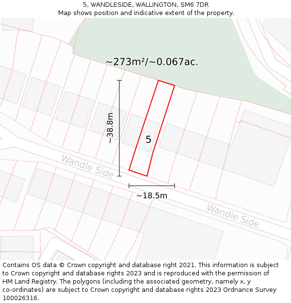 5, WANDLESIDE, WALLINGTON, SM6 7DR: Plot and title map
