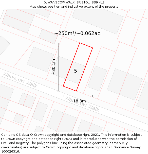 5, WANSCOW WALK, BRISTOL, BS9 4LE: Plot and title map