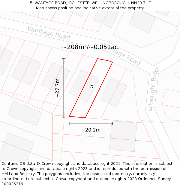 5, WANTAGE ROAD, IRCHESTER, WELLINGBOROUGH, NN29 7HE: Plot and title map