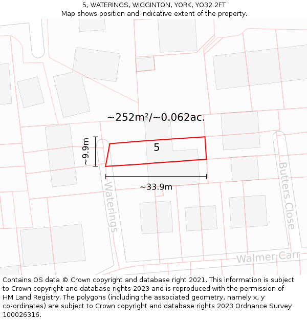 5, WATERINGS, WIGGINTON, YORK, YO32 2FT: Plot and title map