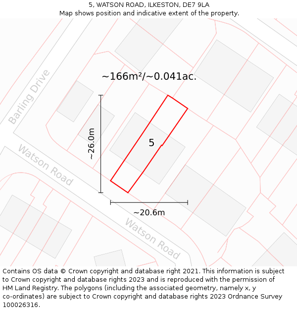 5, WATSON ROAD, ILKESTON, DE7 9LA: Plot and title map