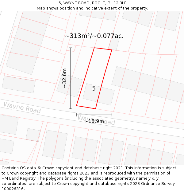 5, WAYNE ROAD, POOLE, BH12 3LF: Plot and title map
