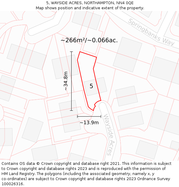 5, WAYSIDE ACRES, NORTHAMPTON, NN4 0QE: Plot and title map