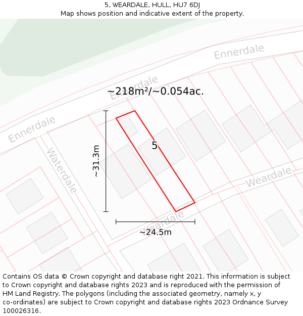 5, WEARDALE, HULL, HU7 6DJ: Plot and title map