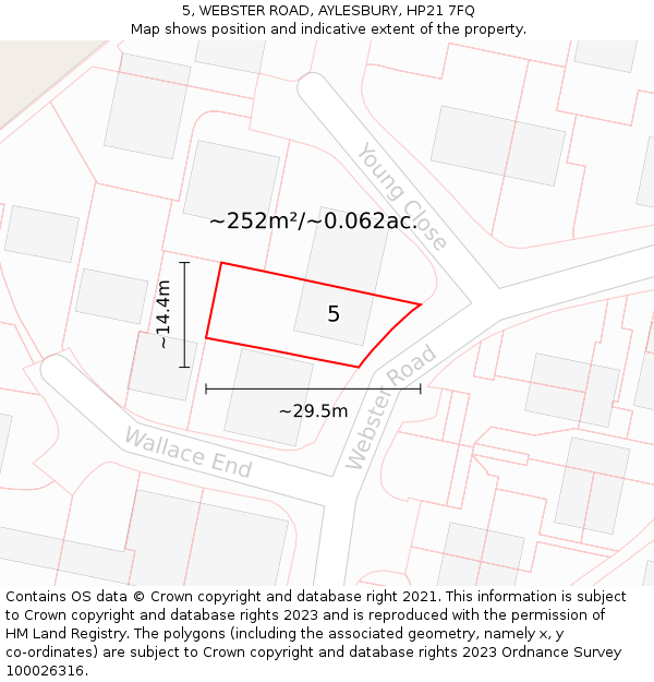 5, WEBSTER ROAD, AYLESBURY, HP21 7FQ: Plot and title map