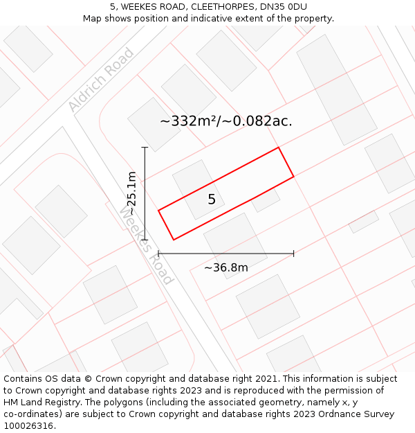 5, WEEKES ROAD, CLEETHORPES, DN35 0DU: Plot and title map