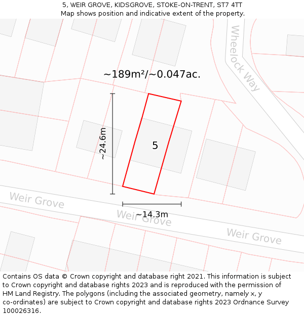 5, WEIR GROVE, KIDSGROVE, STOKE-ON-TRENT, ST7 4TT: Plot and title map