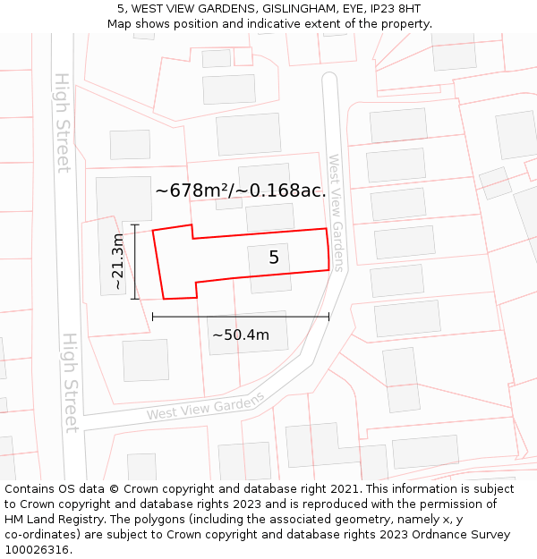 5, WEST VIEW GARDENS, GISLINGHAM, EYE, IP23 8HT: Plot and title map