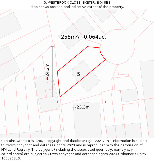5, WESTBROOK CLOSE, EXETER, EX4 8BS: Plot and title map