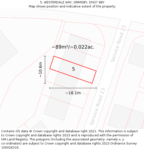 5, WESTERDALE WAY, GRIMSBY, DN37 9BY: Plot and title map