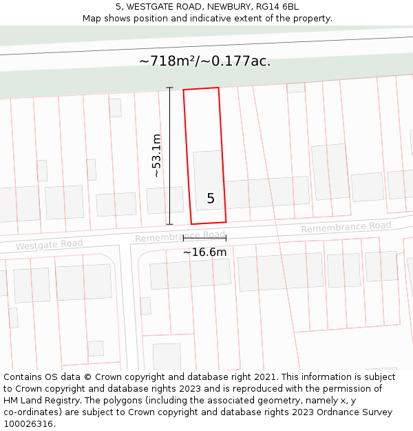 5, WESTGATE ROAD, NEWBURY, RG14 6BL: Plot and title map
