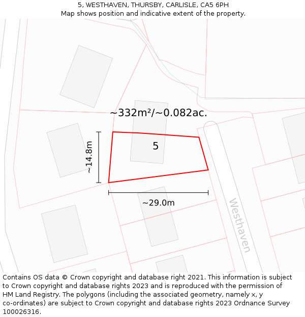 5, WESTHAVEN, THURSBY, CARLISLE, CA5 6PH: Plot and title map