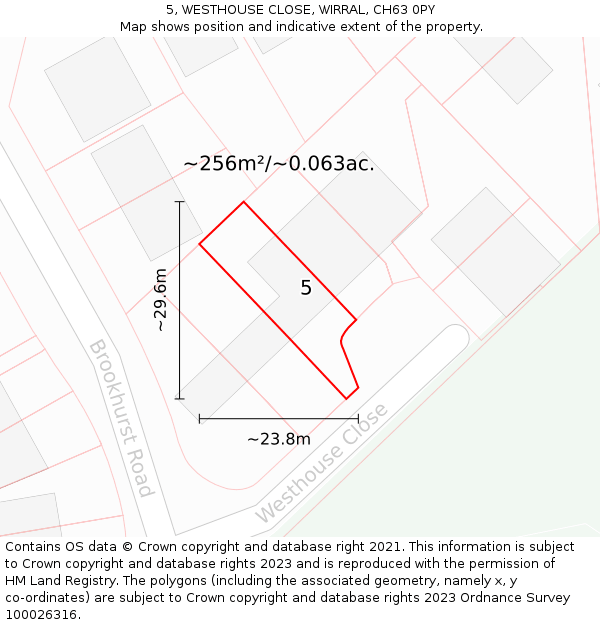 5, WESTHOUSE CLOSE, WIRRAL, CH63 0PY: Plot and title map