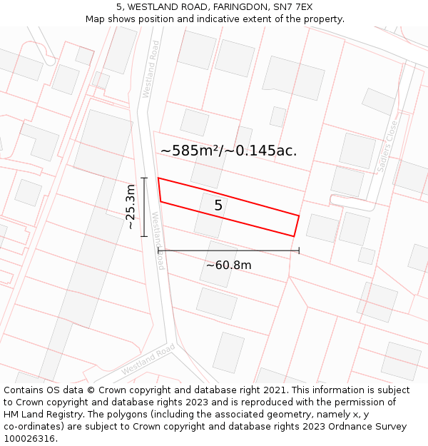 5, WESTLAND ROAD, FARINGDON, SN7 7EX: Plot and title map