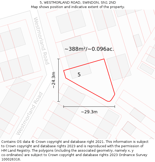 5, WESTMORLAND ROAD, SWINDON, SN1 2ND: Plot and title map