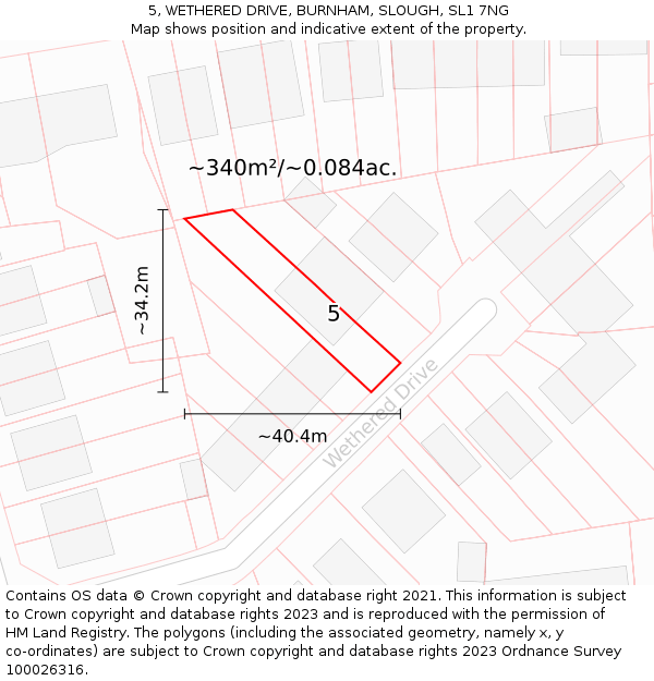 5, WETHERED DRIVE, BURNHAM, SLOUGH, SL1 7NG: Plot and title map