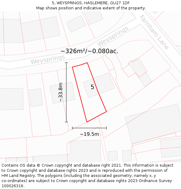 5, WEYSPRINGS, HASLEMERE, GU27 1DF: Plot and title map