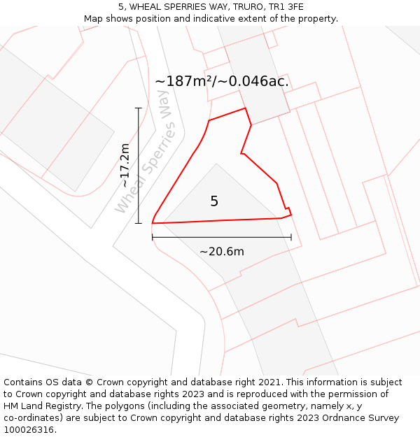 5, WHEAL SPERRIES WAY, TRURO, TR1 3FE: Plot and title map