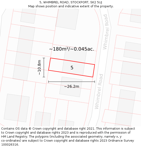 5, WHIMBREL ROAD, STOCKPORT, SK2 5UJ: Plot and title map