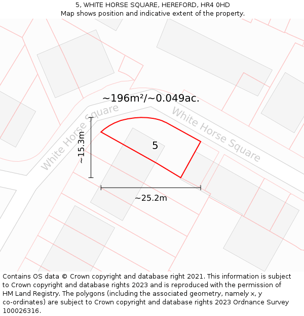 5, WHITE HORSE SQUARE, HEREFORD, HR4 0HD: Plot and title map