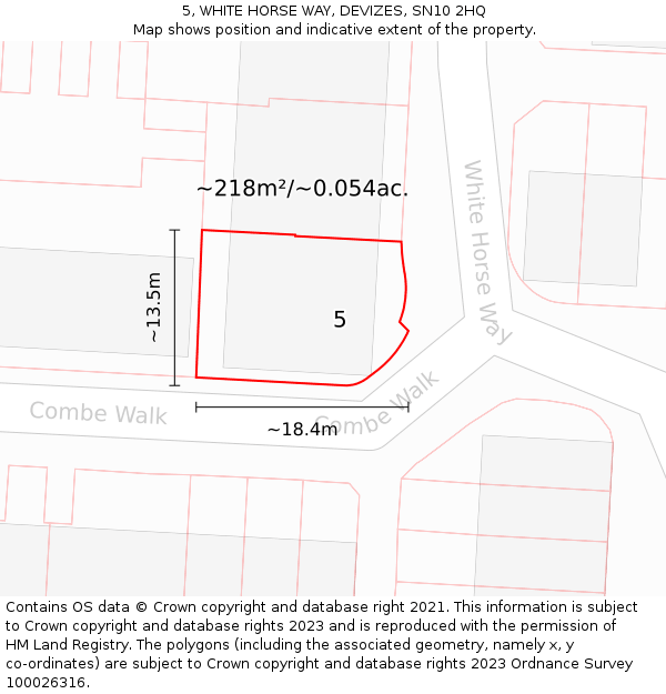 5, WHITE HORSE WAY, DEVIZES, SN10 2HQ: Plot and title map