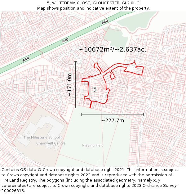 5, WHITEBEAM CLOSE, GLOUCESTER, GL2 0UG: Plot and title map
