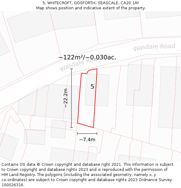 5, WHITECROFT, GOSFORTH, SEASCALE, CA20 1AY: Plot and title map