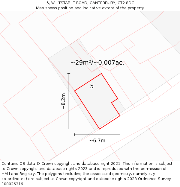 5, WHITSTABLE ROAD, CANTERBURY, CT2 8DG: Plot and title map