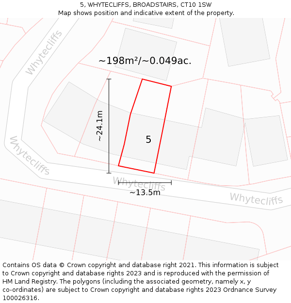 5, WHYTECLIFFS, BROADSTAIRS, CT10 1SW: Plot and title map
