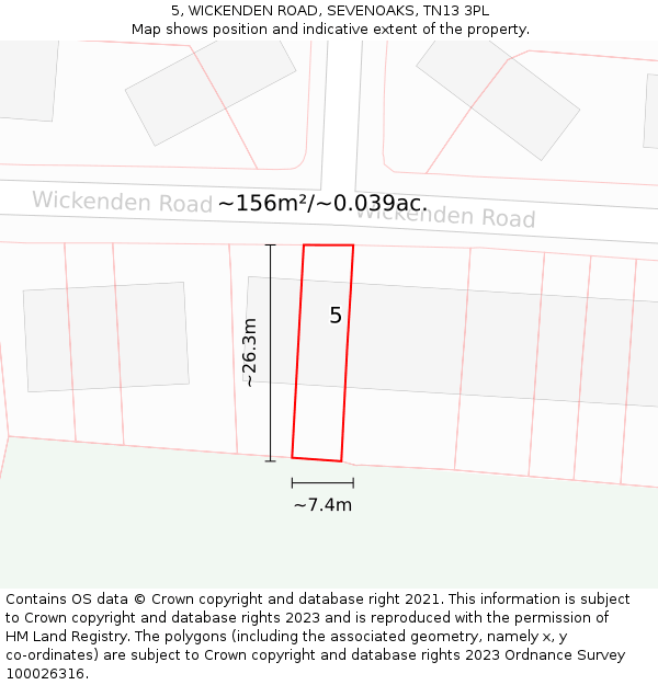 5, WICKENDEN ROAD, SEVENOAKS, TN13 3PL: Plot and title map