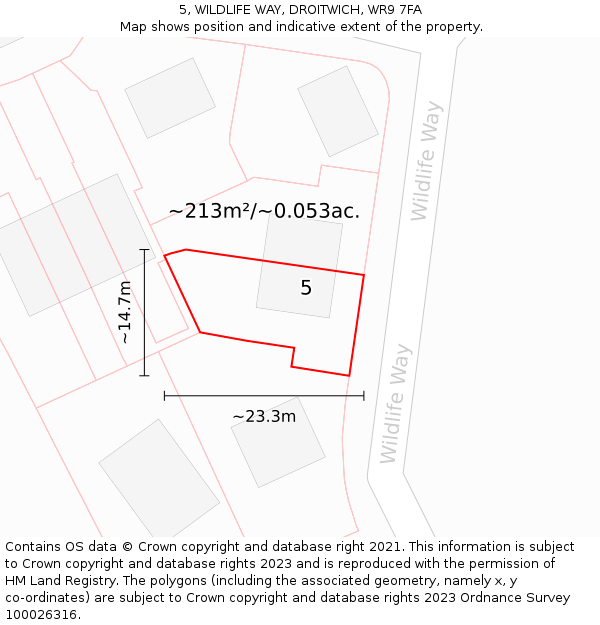 5, WILDLIFE WAY, DROITWICH, WR9 7FA: Plot and title map