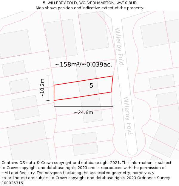 5, WILLERBY FOLD, WOLVERHAMPTON, WV10 8UB: Plot and title map