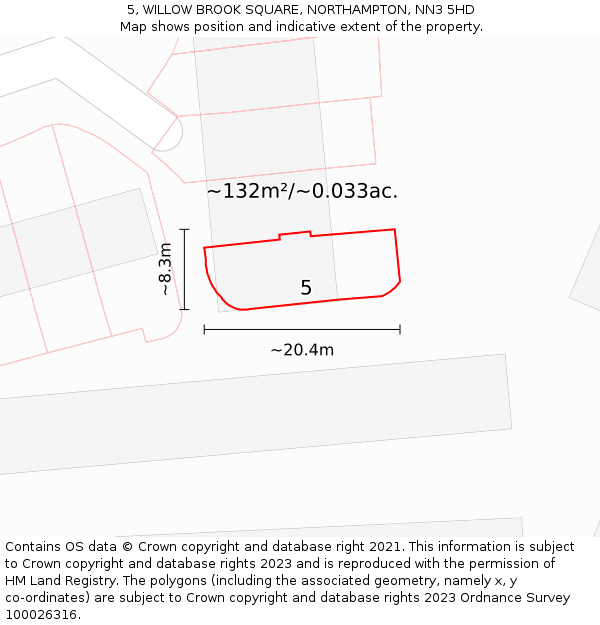 5, WILLOW BROOK SQUARE, NORTHAMPTON, NN3 5HD: Plot and title map