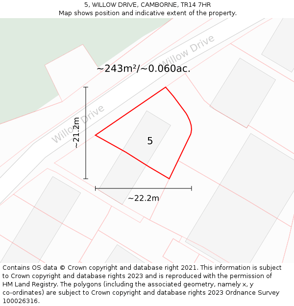 5, WILLOW DRIVE, CAMBORNE, TR14 7HR: Plot and title map