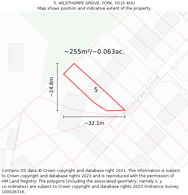 5, WILSTHORPE GROVE, YORK, YO10 4HU: Plot and title map