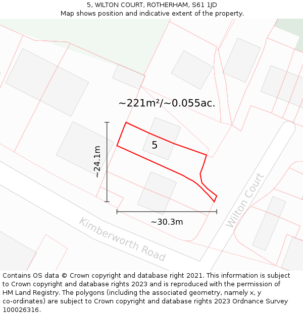 5, WILTON COURT, ROTHERHAM, S61 1JD: Plot and title map
