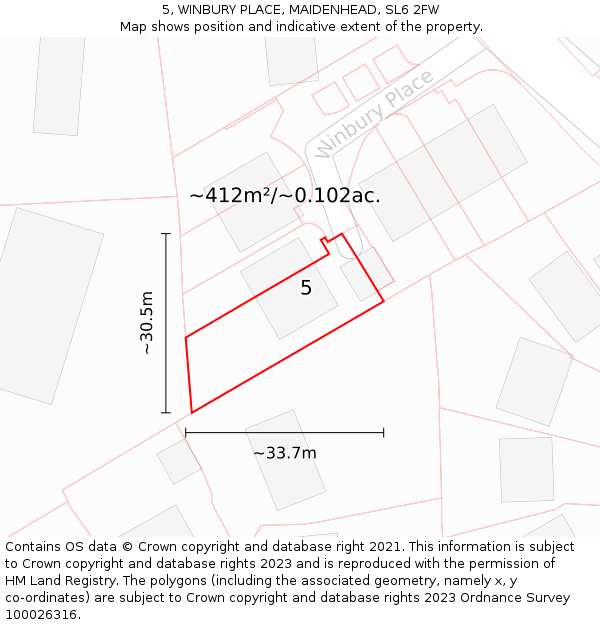 5, WINBURY PLACE, MAIDENHEAD, SL6 2FW: Plot and title map