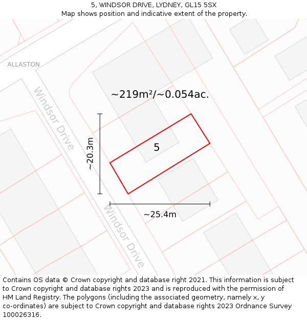 5, WINDSOR DRIVE, LYDNEY, GL15 5SX: Plot and title map
