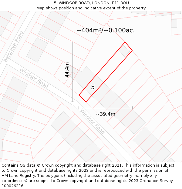 5, WINDSOR ROAD, LONDON, E11 3QU: Plot and title map