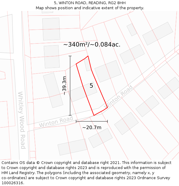 5, WINTON ROAD, READING, RG2 8HH: Plot and title map